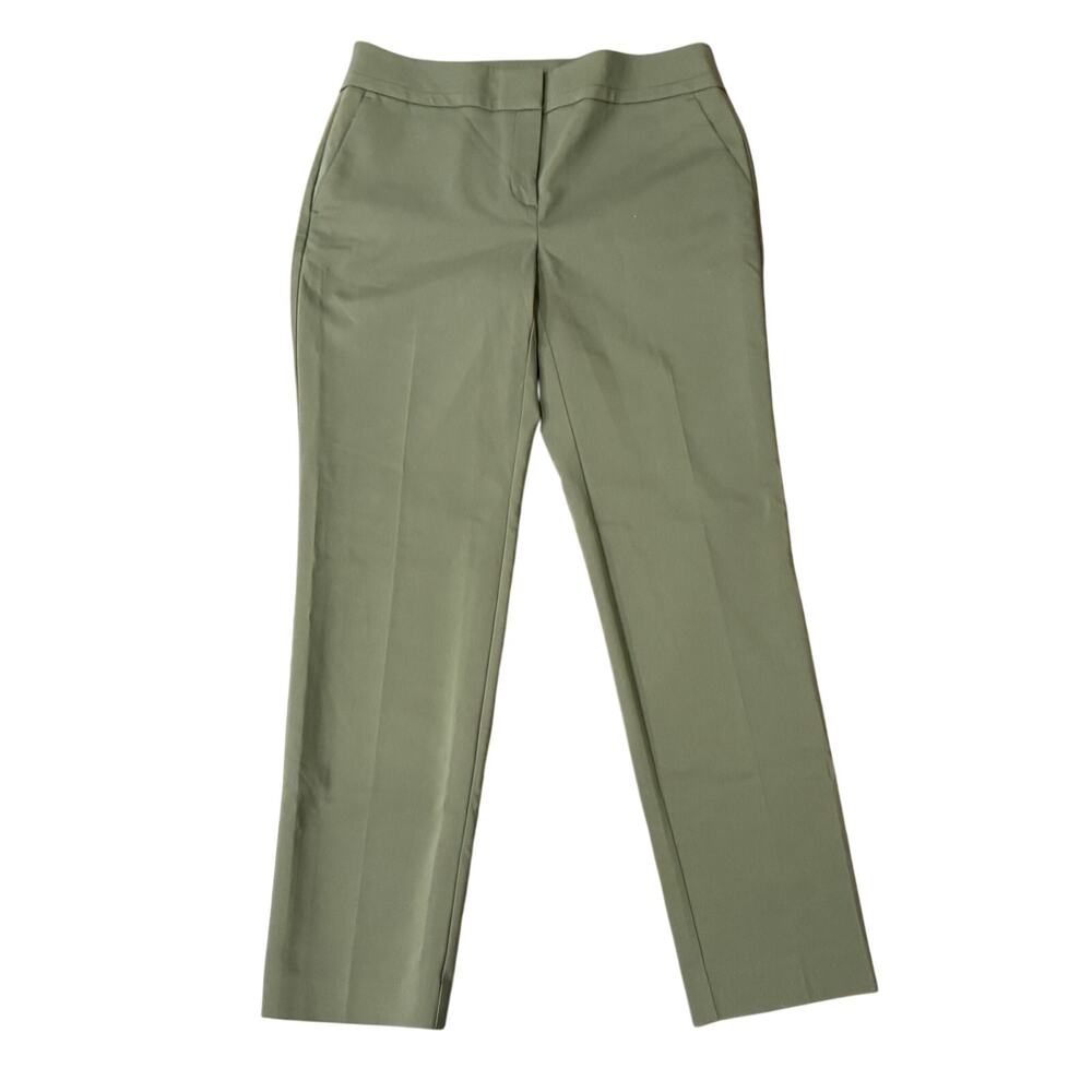 NWT Ann Taylor The Straight Pants S6 Olive Green Mid Rise Office Career Work